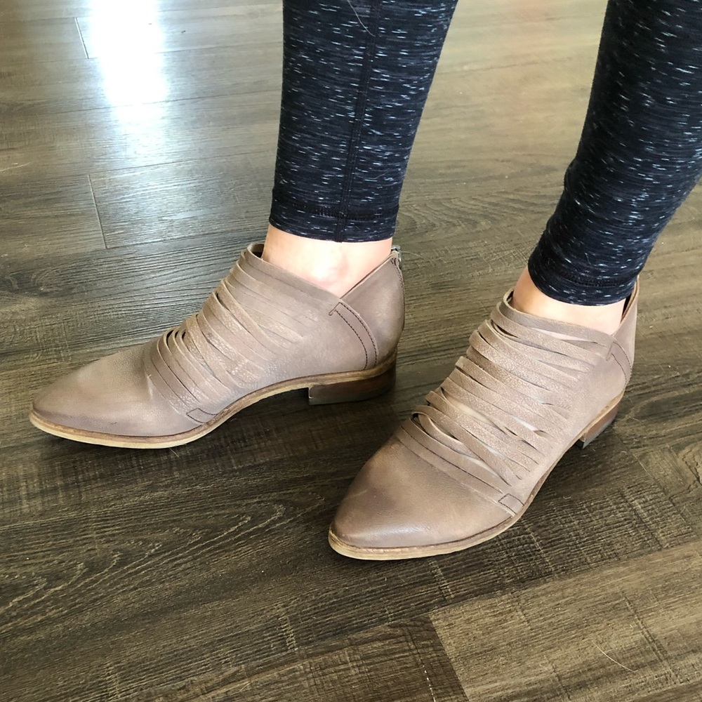 Free People Grey Ankle Boots (Leather)